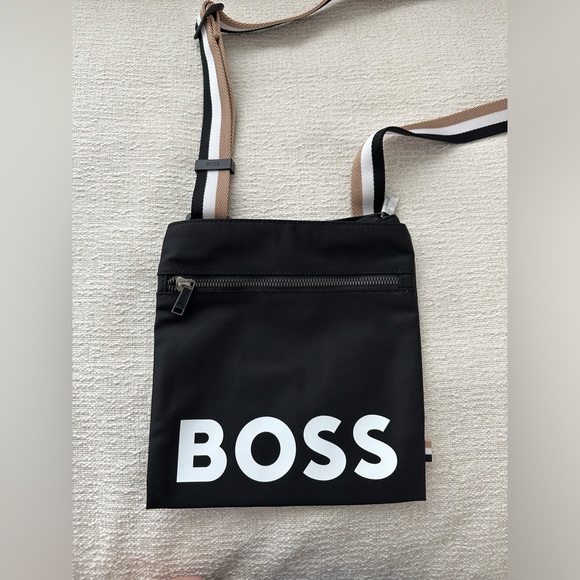 Boss Hugo Boss Black Crossbody Bag with White Logo - Picture 1 of 4